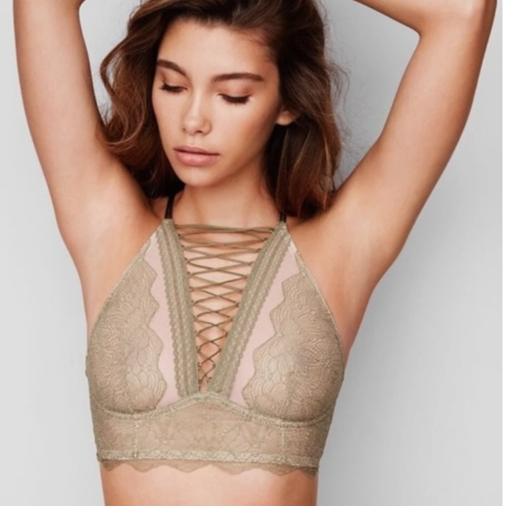 Victoria's Secret VERY SEXY Bralette GREEN Lace ADJUSTABLE